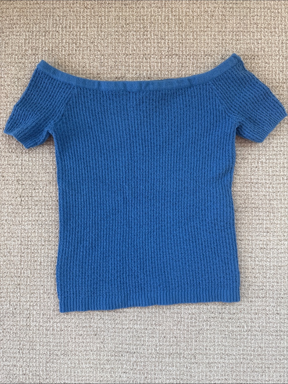Ann Taylor Cobalt Blue Off-the-Shoulder-Short Sleeve Knit Top - NWT Size M